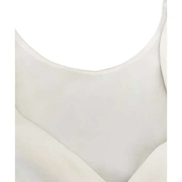 Sandro Paris Women’s Sz 1 Cream Cross Back Shift Dress w/ White Ruffle Hem - Picture 8 of 9